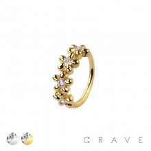 CZ MULTI FLOWER 316L SURGICAL STEEL HOOP NOSE RING